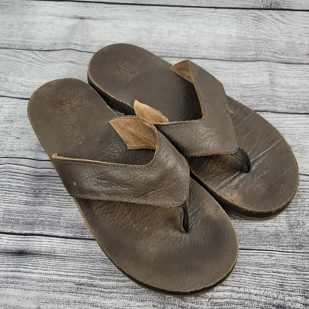 The Kai Kai Brown Leather Slides Flip Flop Comfort Sandals